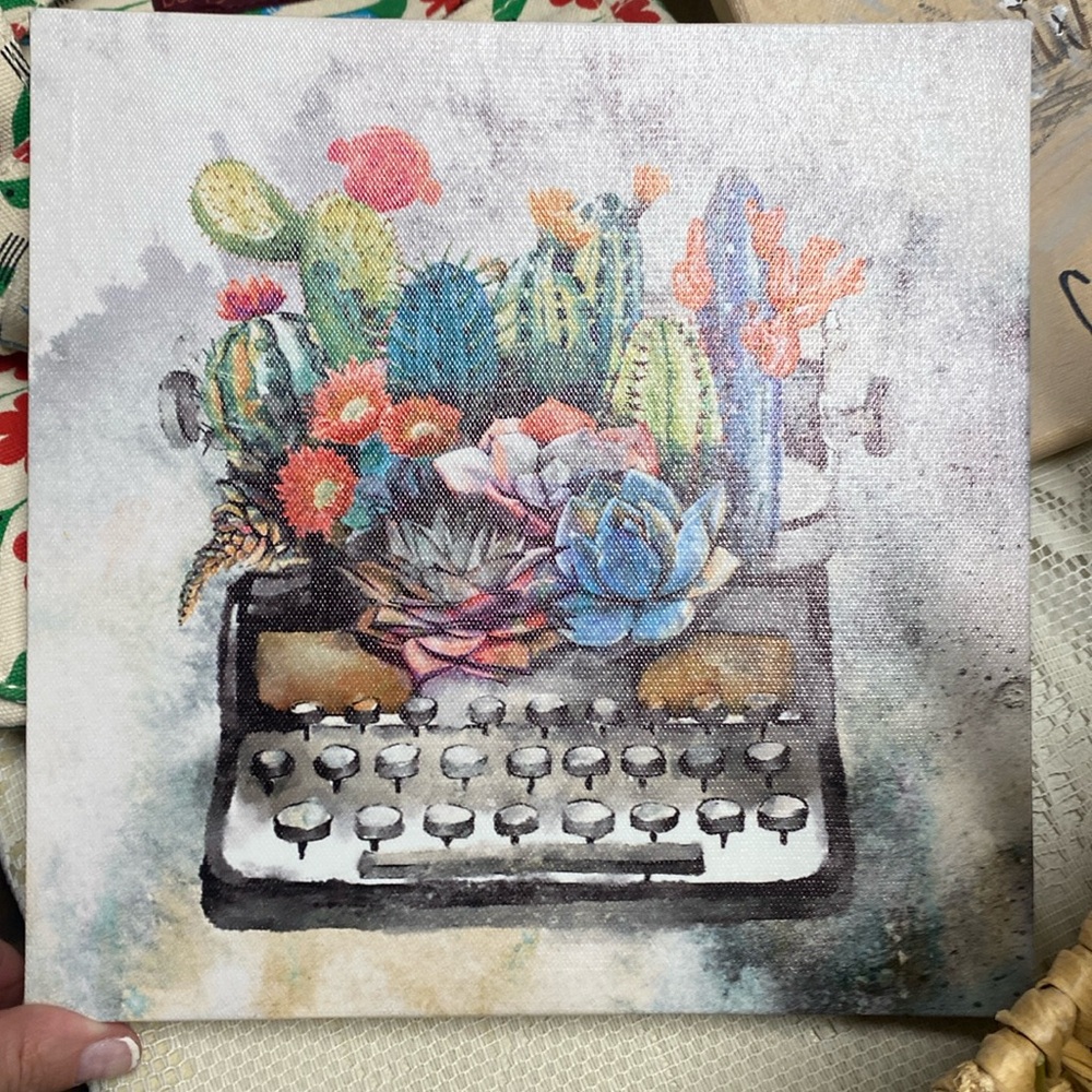 Floral & Typewriter on Canvas